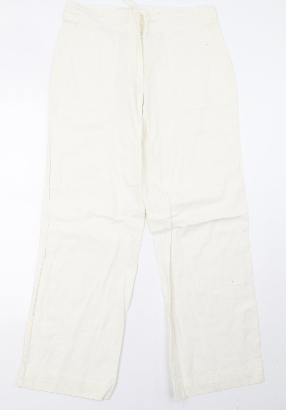 Preworn Womens White   Trousers  Size 12 L31 in