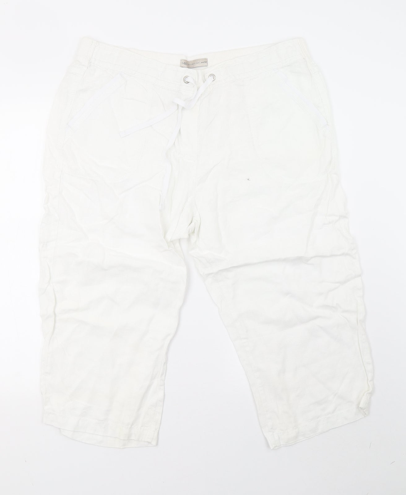 Marks and Spencer Womens White   Cropped Trousers Size 18 L21 in