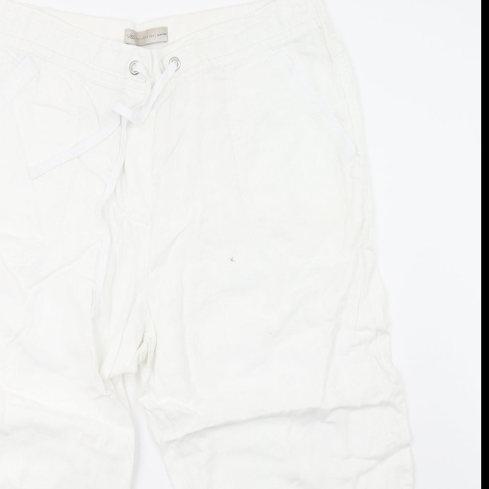 Marks and Spencer Womens White   Cropped Trousers Size 18 L21 in