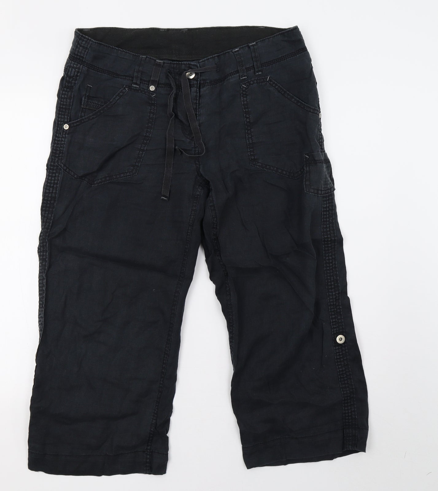 Marks and Spencer Womens Black   Cropped Trousers Size 12 L23 in
