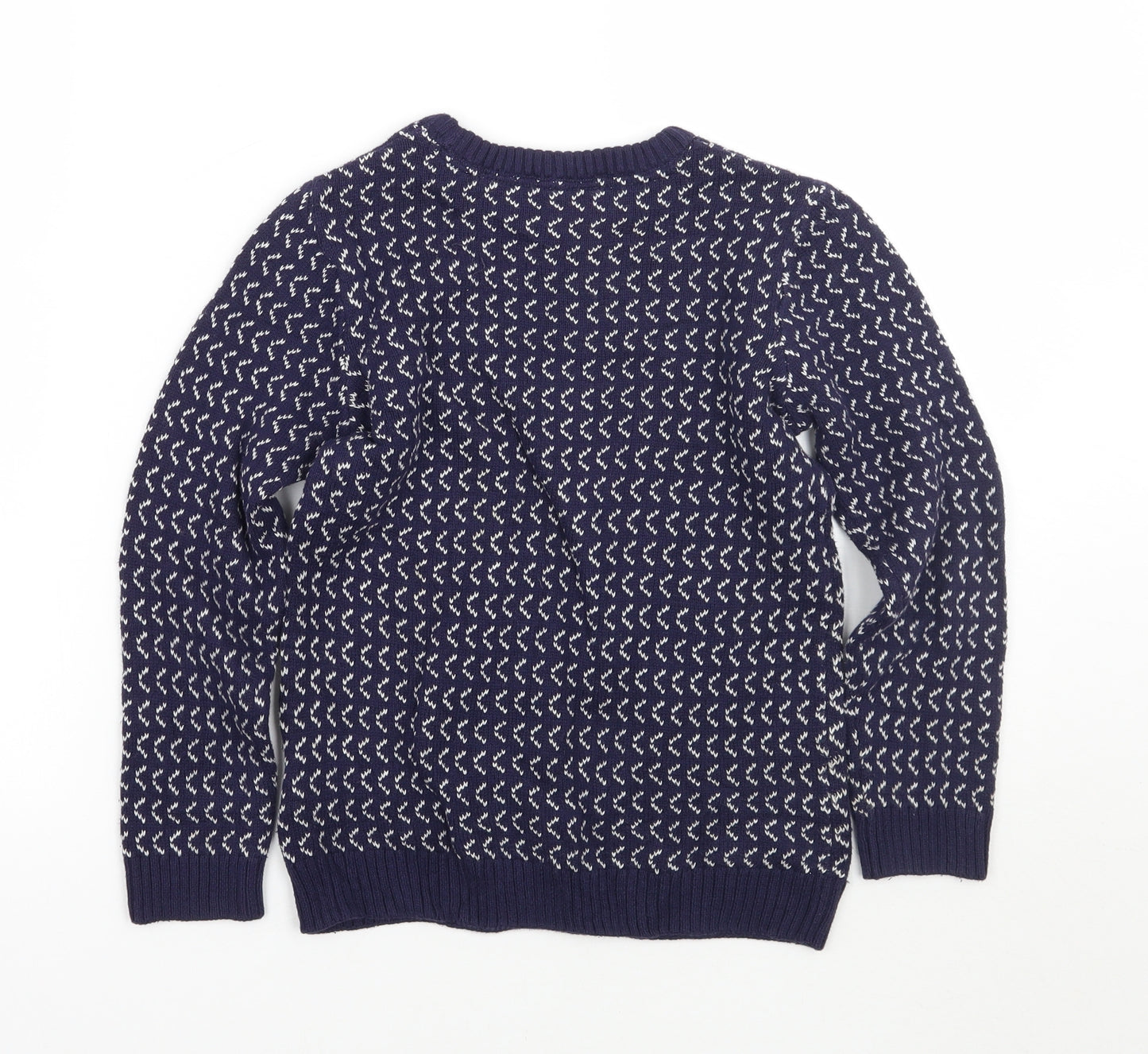 Marks and Spencer Boys Blue Geometric  Pullover Jumper Size 6-7 Years  - Christmas