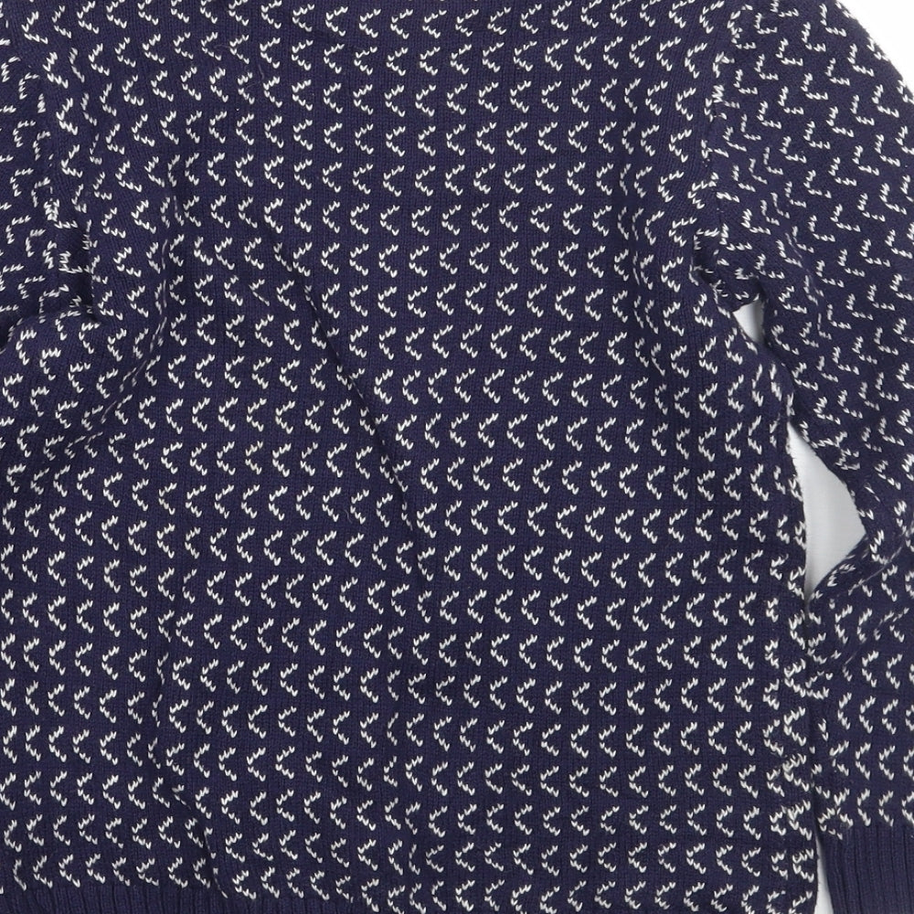 Marks and Spencer Boys Blue Geometric  Pullover Jumper Size 6-7 Years  - Christmas