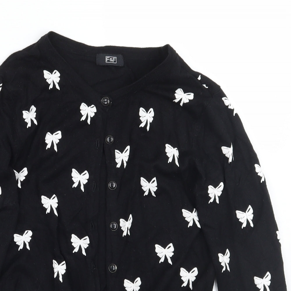F&F Womens Black Geometric  Cardigan Jumper Size 8