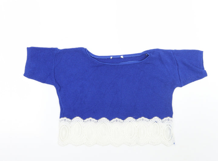 Preworn Womens Blue Cropped Polo Size M