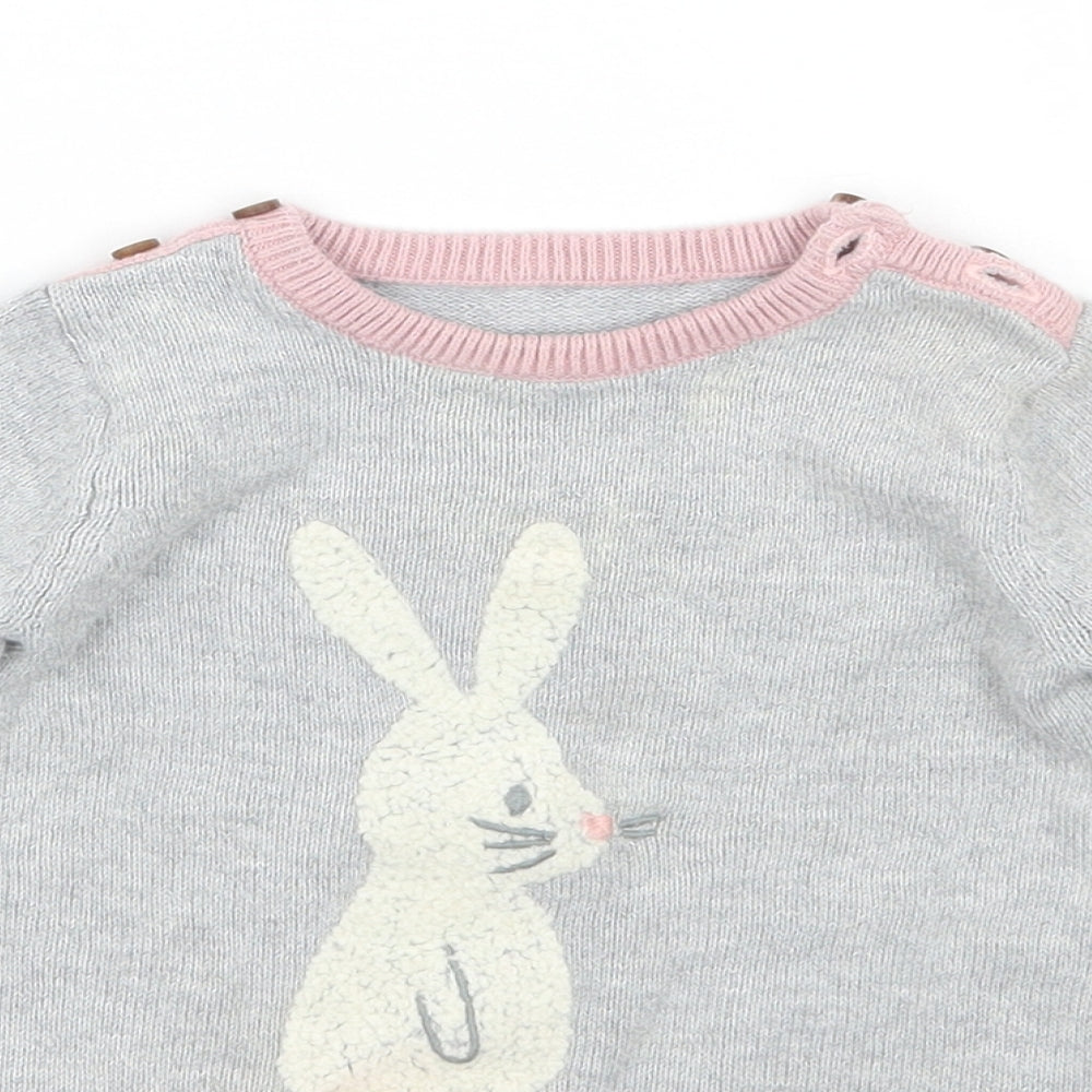 Marks and Spencer Girls Grey   Pullover Jumper Size 3-6 Months