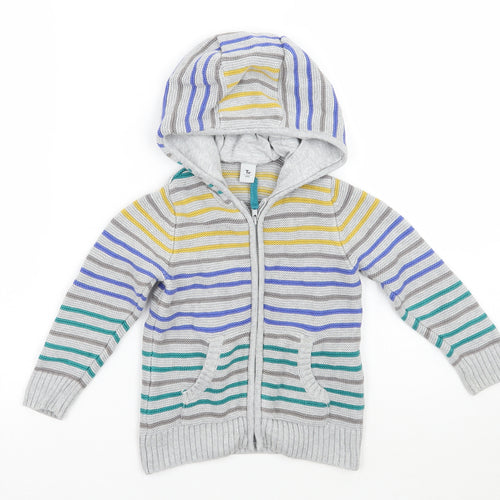 TU Girls Grey Striped  Jacket Coatigan Size 2 Years