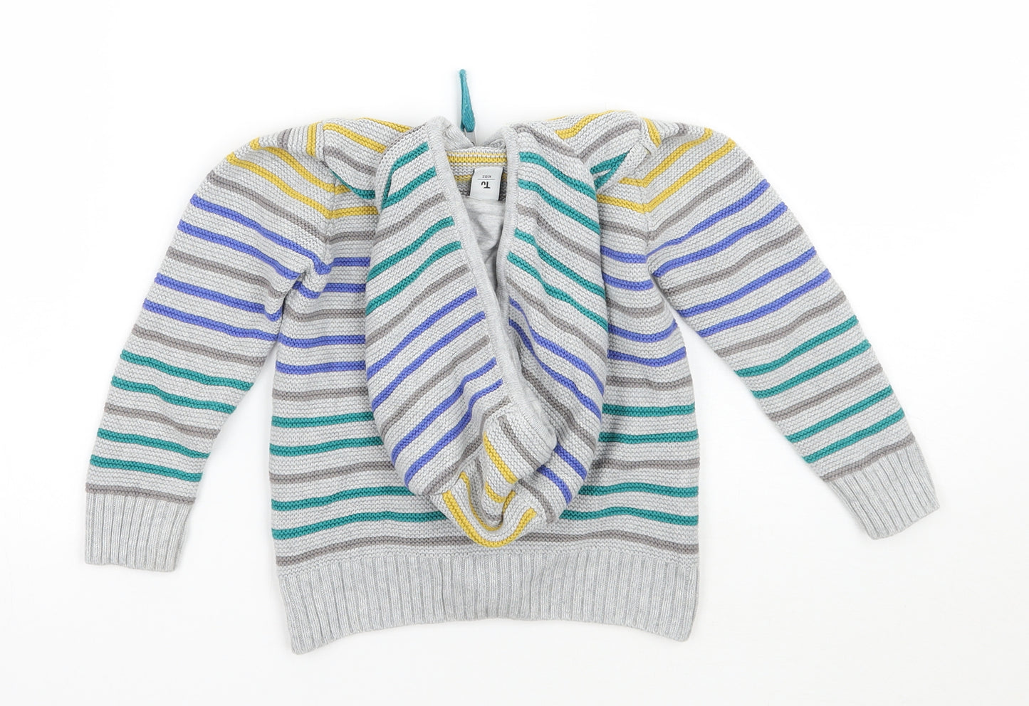 TU Girls Grey Striped  Jacket Coatigan Size 2 Years
