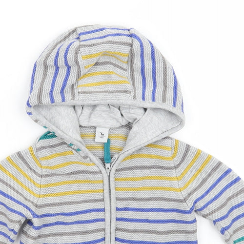 TU Girls Grey Striped  Jacket Coatigan Size 2 Years