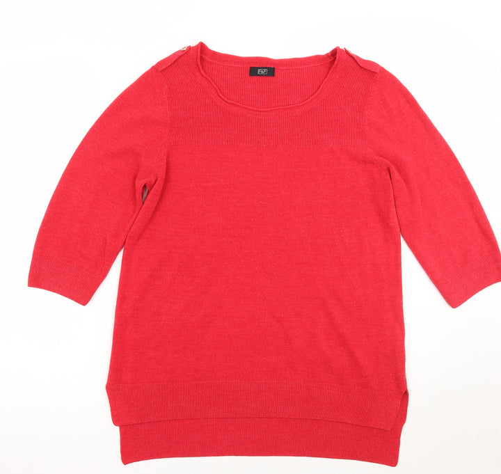 F&F Womens Red Pullover Jumper Size 14