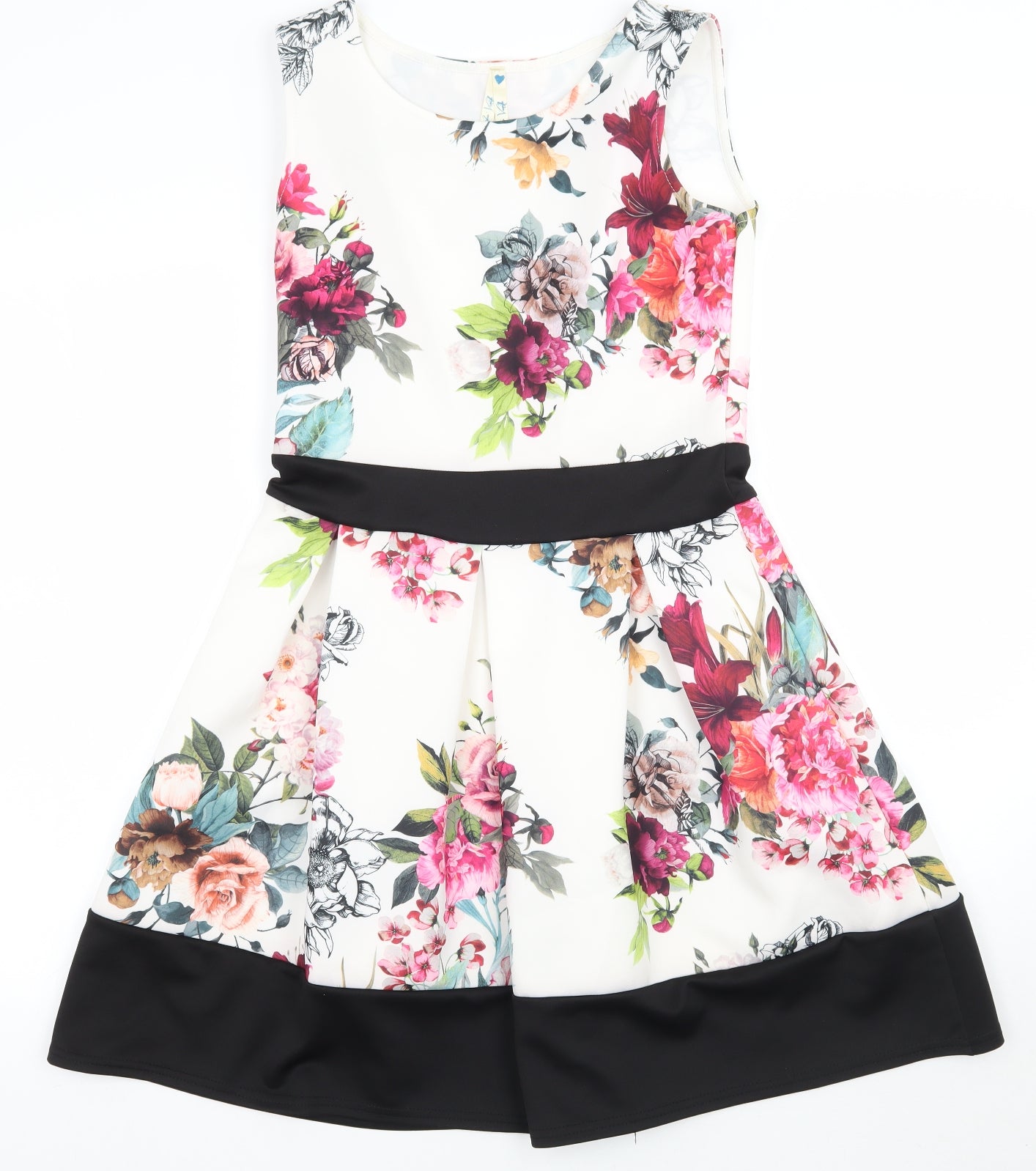 Blue vanilla Womens White Floral Rayon A-Line  Size M