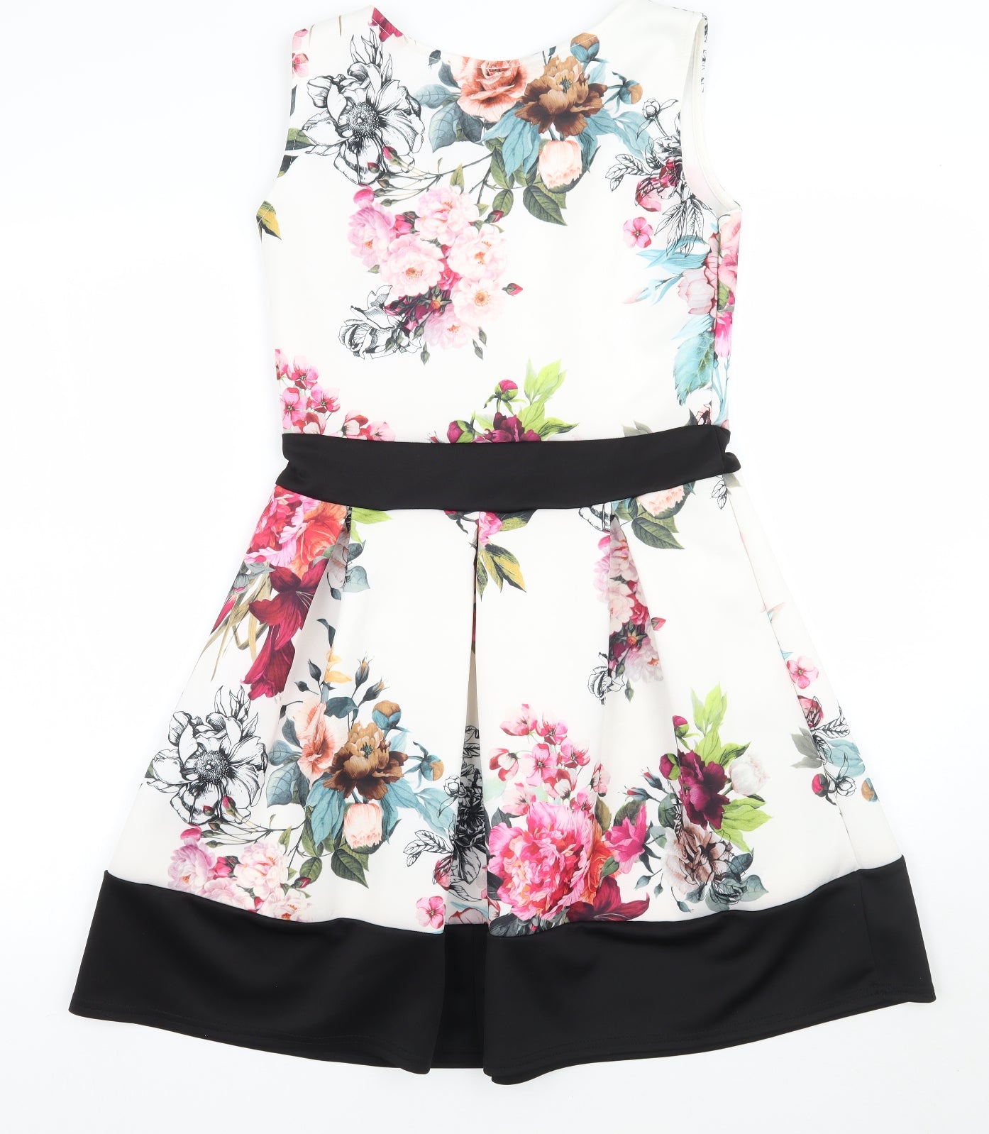 Blue vanilla Womens White Floral Rayon A-Line  Size M