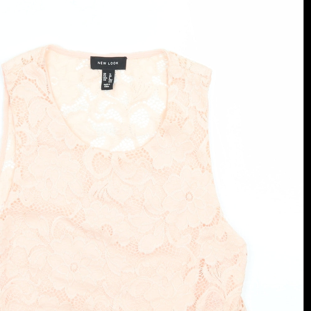 Newlook Womens Pink Floral  Basic T-Shirt Size 12