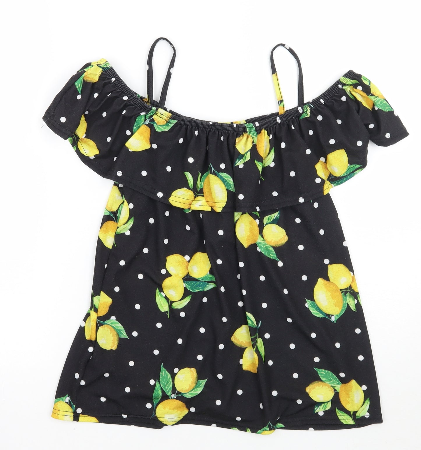 Roman Womens Black Polka Dot  Basic T-Shirt Size 12