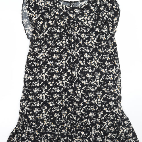 George Womens Black Floral  A-Line  Size 12