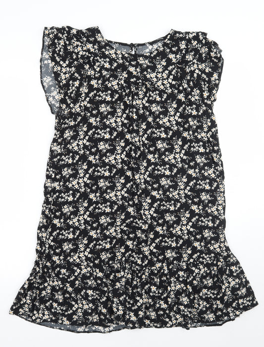 Front view of George women’s black floral a-line, size UK 12