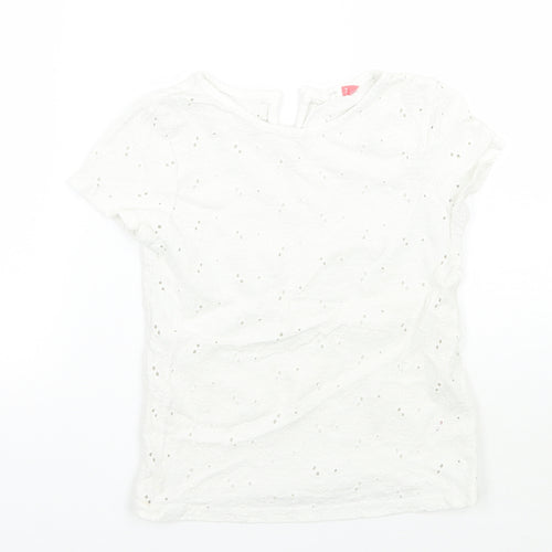 John Lewis Girls White Batik  Basic T-Shirt Size 7 Years
