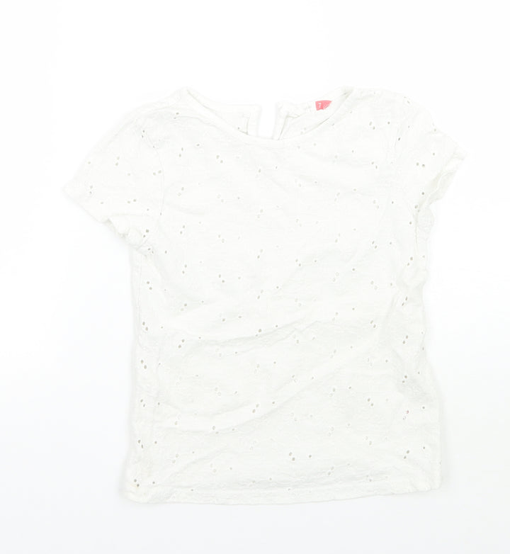 John Lewis Girls White Batik Basic T-Shirt Size 7 Years