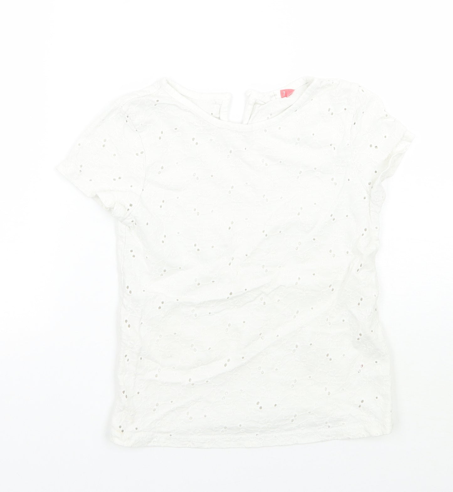 John Lewis Girls White Batik  Basic T-Shirt Size 7 Years