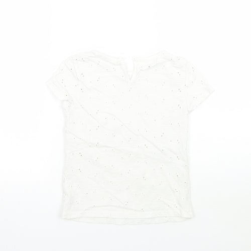 John Lewis Girls White Batik  Basic T-Shirt Size 7 Years
