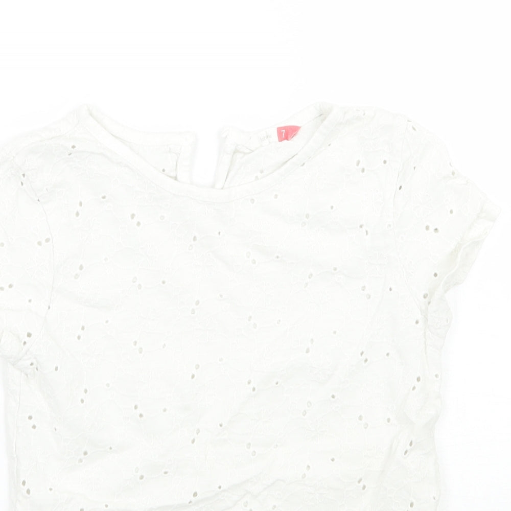 John Lewis Girls White Batik  Basic T-Shirt Size 7 Years