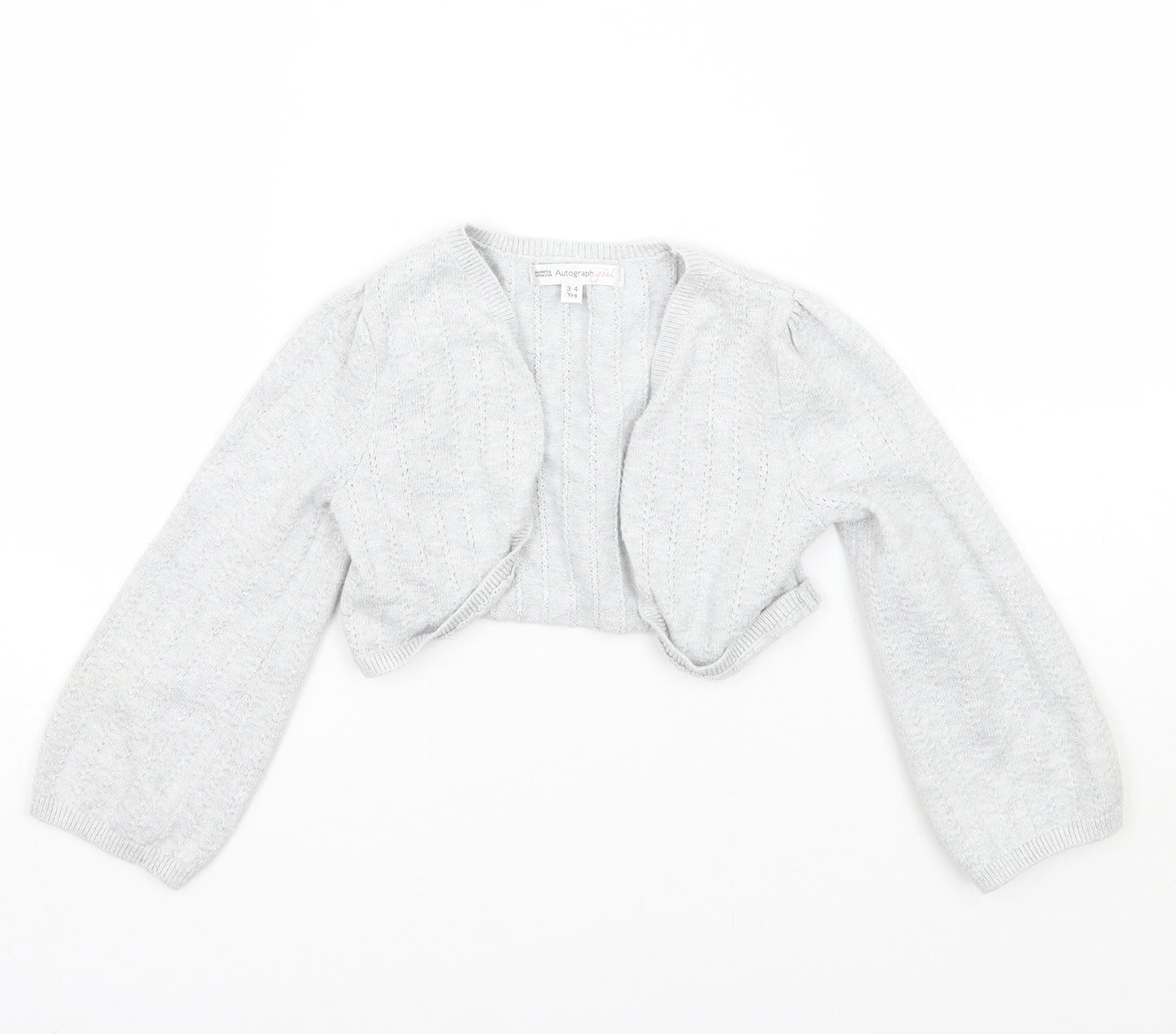 Marks and Spencer Girls Grey   Cardigan Jumper Size 3-4 Years