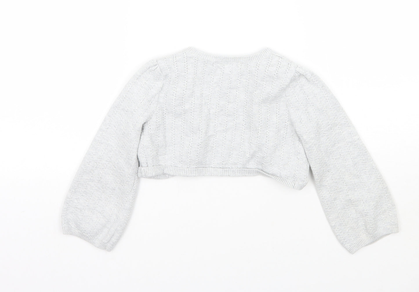 Marks and Spencer Girls Grey   Cardigan Jumper Size 3-4 Years