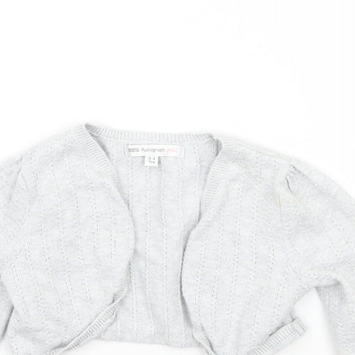 Marks and Spencer Girls Grey   Cardigan Jumper Size 3-4 Years