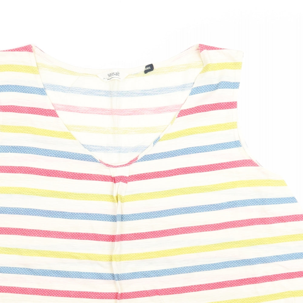 Seasalt  Womens White Striped  Basic Tank Size 18