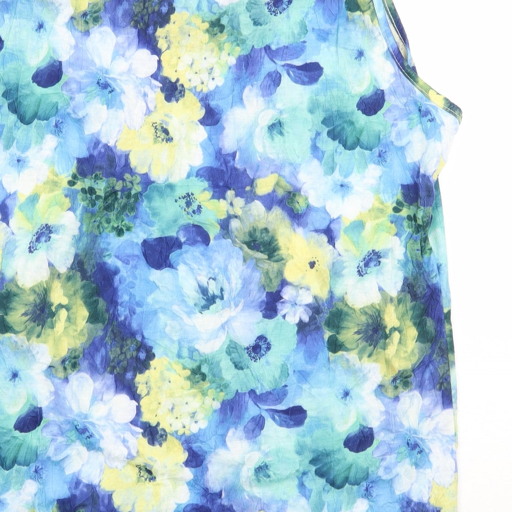 Soon Womens Blue Floral  Basic Tank Size 20