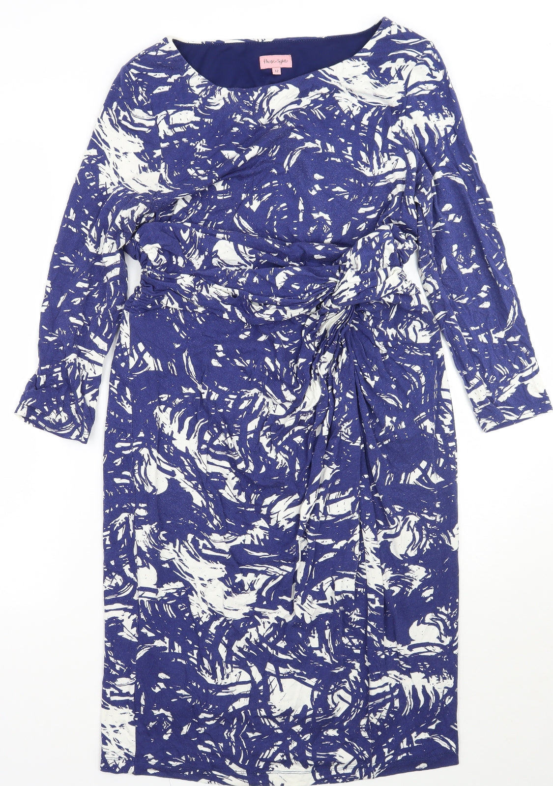Phase Eight Womens Blue Geometric  A-Line  Size 12