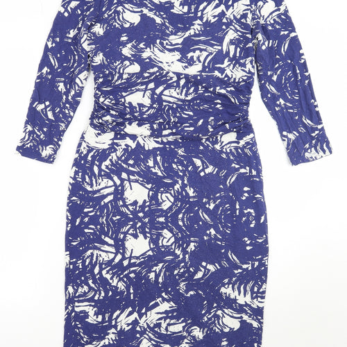 Phase Eight Womens Blue Geometric  A-Line  Size 12
