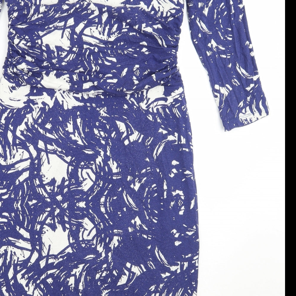 Phase Eight Womens Blue Geometric  A-Line  Size 12