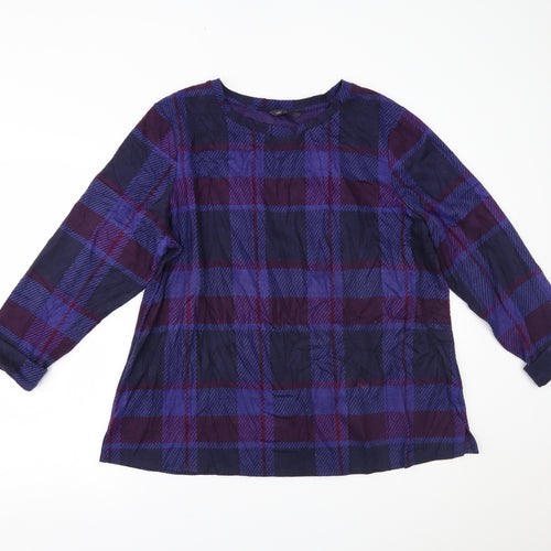 Marks and Spencer Womens Purple Plaid  Basic Blouse Size 20