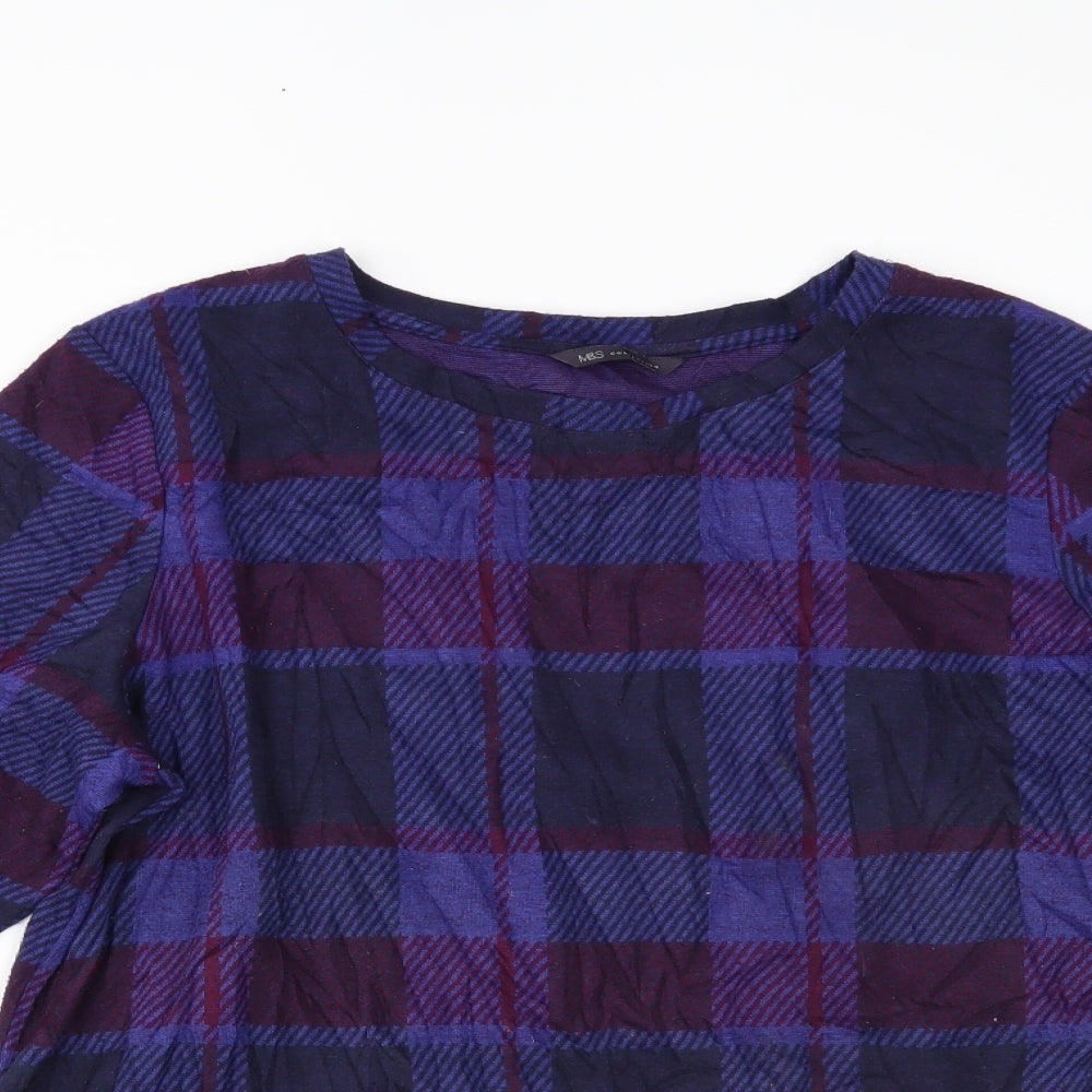 Marks and Spencer Womens Purple Plaid  Basic Blouse Size 20