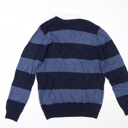 Marks and Spencer Mens Blue Striped  Pullover Jumper Size M