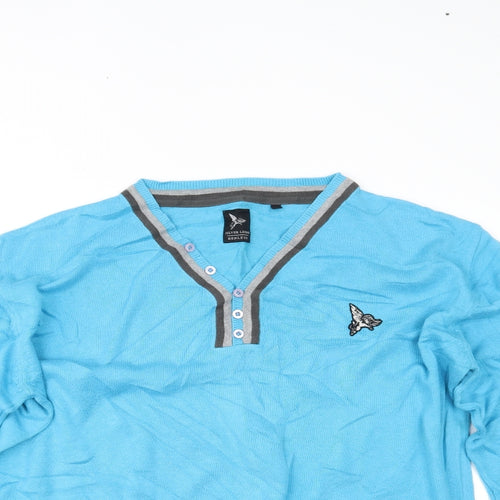 silver lions Mens Blue   Henley Jumper Size M