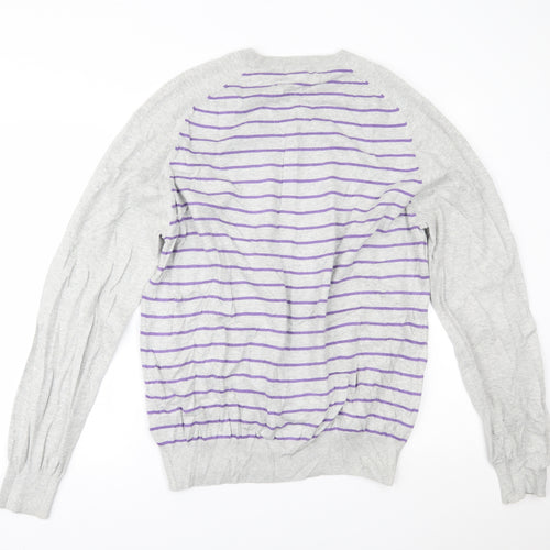 Marks and Spencer Mens Grey Striped  Pullover Jumper Size 2XL