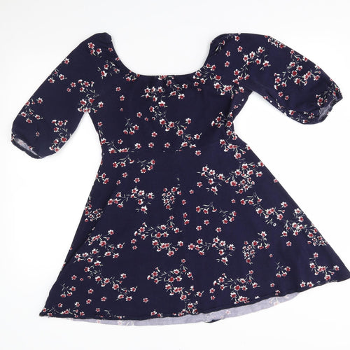 Dorothy Perkins Womens Blue Floral  A-Line  Size 12