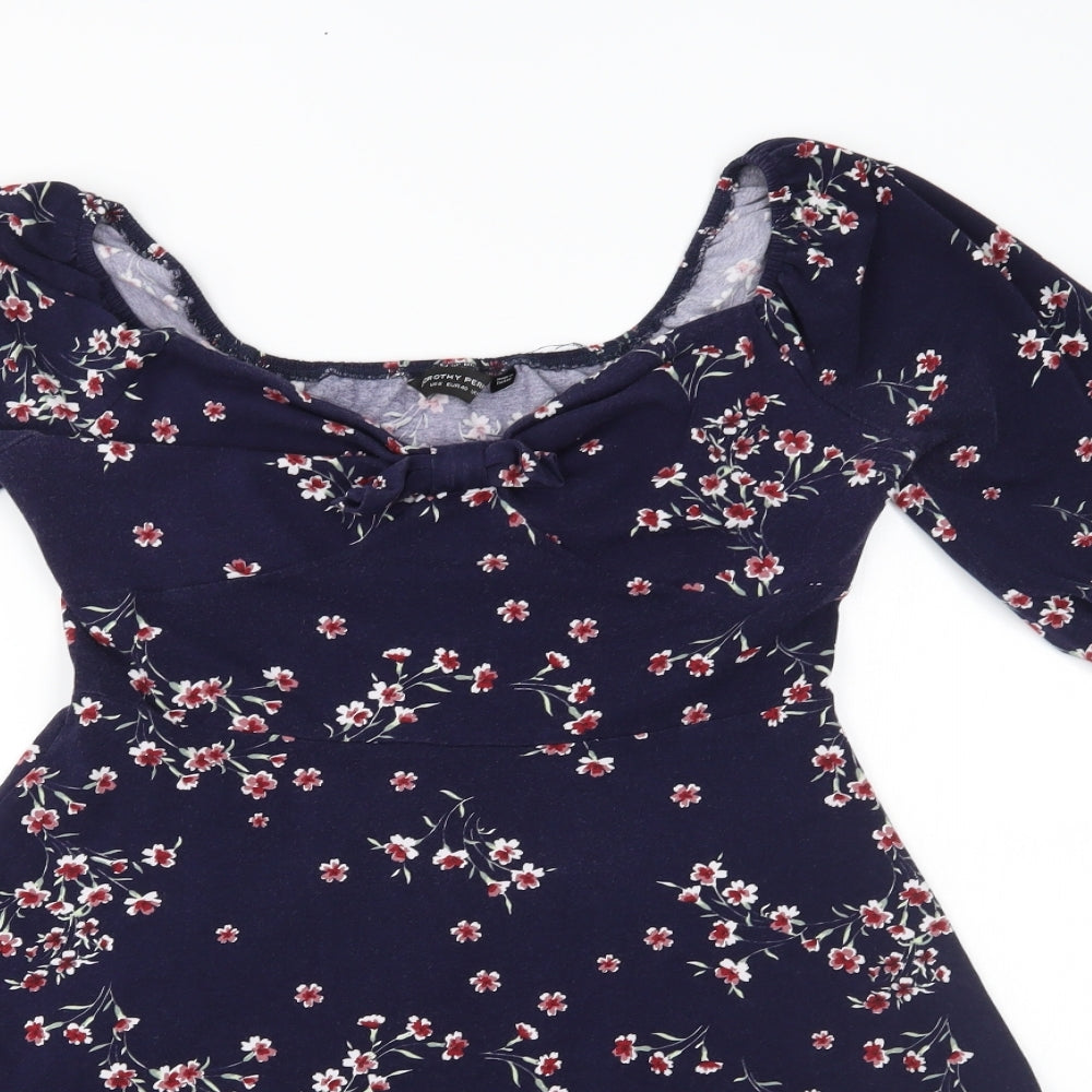 Dorothy Perkins Womens Blue Floral  A-Line  Size 12