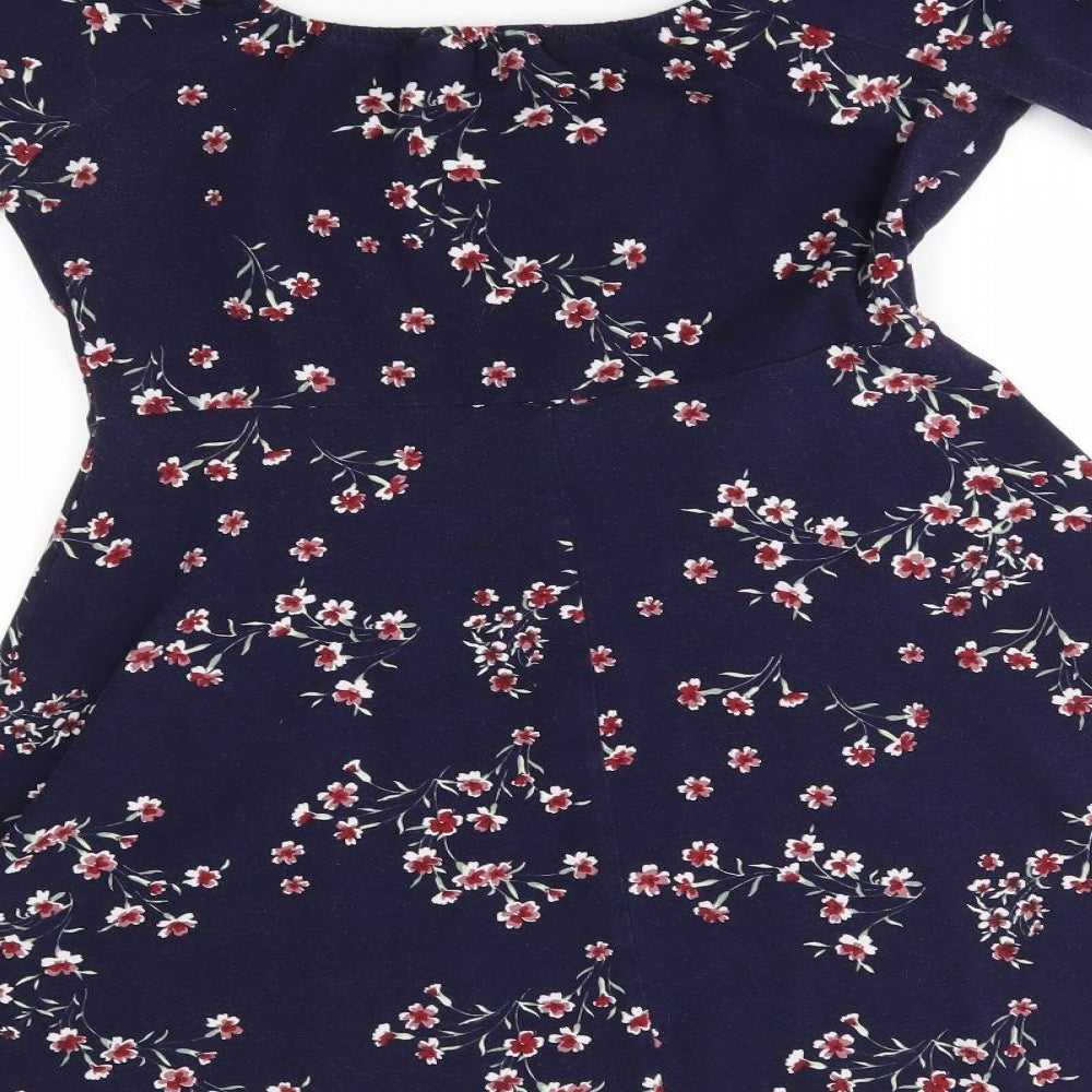 Dorothy Perkins Womens Blue Floral  A-Line  Size 12