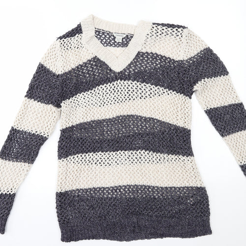 Cherokee Womens Grey Striped  Pullover Jumper Size 10