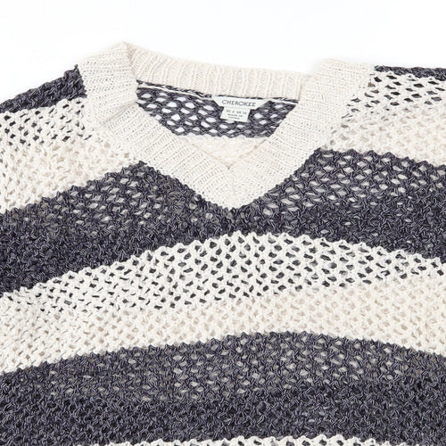 Cherokee Womens Grey Striped  Pullover Jumper Size 10