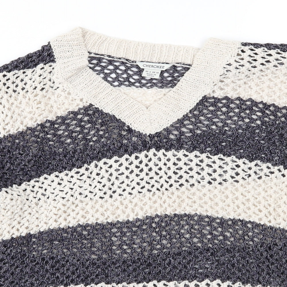 Cherokee Womens Grey Striped  Pullover Jumper Size 10