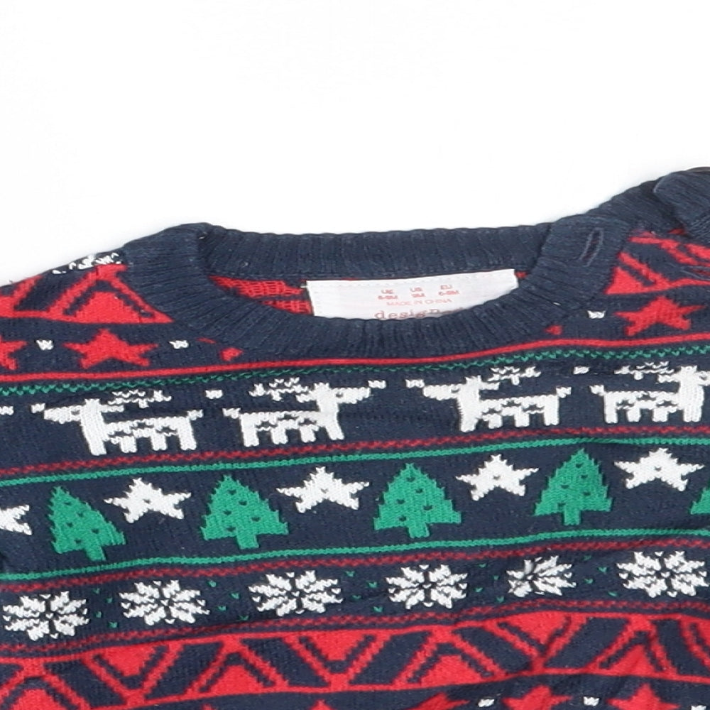F&F Baby Blue Fair Isle  Pullover Jumper Size 6-9 Months  - christmas