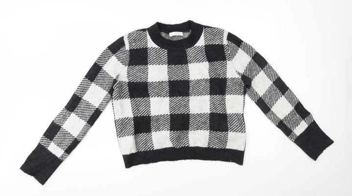 H&M Womens Grey Plaid Pullover Jumper Size XS