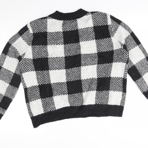 H&M Womens Grey Plaid  Pullover Jumper Size XS