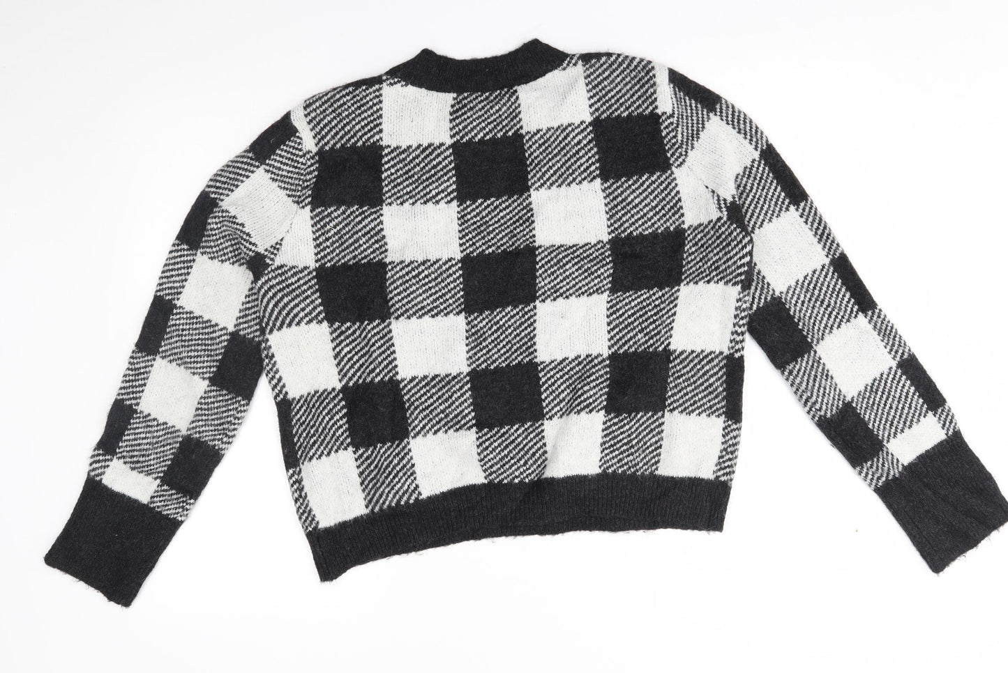 H&M Womens Grey Plaid  Pullover Jumper Size XS