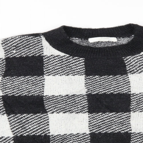 H&M Womens Grey Plaid  Pullover Jumper Size XS
