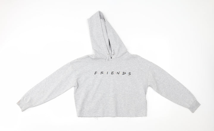 New Look Girls Grey Pullover Hoodie Size 12-13 Years - friends, cropped