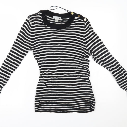 H&M Womens Black Striped  Pullover Jumper Size S